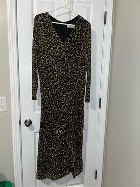 Taylor Leopard Wrap-Style Long Sleeve Mesh Maxi Dress - 18W